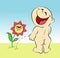 Happy baby and flower cartoon