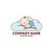 happy baby sleep in cloud shop icon logo design