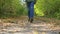 Happy baby walking in the autumn Park