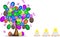 Happy background tree with Easter, eggs and chick