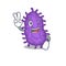 Happy bacteria bacilli cartoon design concept with two fingers