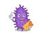 Happy bacteria bacilli mascot design concept with brown envelope