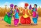 Happy Baisakhi holiday background for Punjabi festival celebration. Concept of Punjab New Year. Dance performer character design
