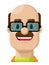 Happy Bald Man wearing Eyeglasses Flat Vector Illustration Icon