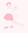 Happy ballet kid girl hand drawing character vector design