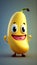 Happy Banana Character with big eyes and a big smile on it