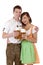 Happy Bavarian couple with Oktoberfest beer stein