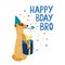 Happy Bday bro card with a cute meerkat and a gift box.