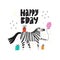 Happy Bday flat vector greeting card template