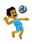 Happy Beach Volleyball Kid Cartoon Illustration