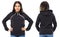 Happy beautiful afro american woman in sweatshirt front and back view mock up, female empty hood mockup