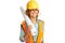 Happy beautiful female construction worker