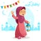 Happy Beautiful Muslim Girl Celebrating Ramadan