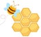 Happy bee by a honeycomb