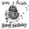 Happy belated birthday card with a cute turtle, cake and lettering. Vector design for card, logo, other template.