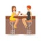 Happy Best Friends Catching Up In bar , Part Of Friendship Illustration Series