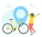 Happy bicycle owner vector illustration