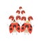 Happy Big Family of Ladybugs, Cheerful Mother, Father and Their Babies, Back View, Adorable Cartoon Insects Characters