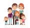 Happy big family together. Father and mother with teenager children and babies, vector flat vector characters