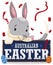 Happy Bilby holding a Greeting Sign for Australian Easter, Vector Illustration