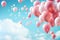 Happy birhtday greeting banner design, flying helium air balloons, festive celebration background