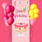 Happy Birth Day Vector Illustration design for Birthday Posters with Cake, Pink and Yellow Balloons