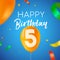 Happy birthday 5 five year balloon party card