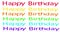 Happy birthday animation. Celebration. Colored letters