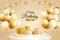 Happy birthday background design with realistic bunch of flying golden balloons