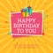 Happy Birthday Background Template with Gift Box Illustration.