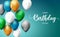 Happy birthday balloons vector background design. Happy birthday to you text with floating colorful balloon element for birth day.