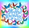 Happy Birthday banner bright butterfly