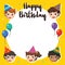 Happy Birthday. Beautiful Kids greeting funny.