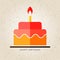 Happy Birthday, birthday cake with candle flat icon background