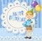 Happy Birthday blue openwork card to cute boy