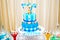 Happy Birthday Cake with Blue theme
