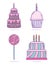 Happy birthday cakes cupcake candles candy in stick celebration party