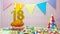 Happy birthday candles for an eighteen year old. Copy space Happy 18th birthday greetings, lit candles with holiday decorations.