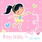 Happy birthday card - Adorable little ballerina girl - pink background with dots and hearts