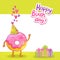 Happy Birthday card background with cute donut.