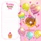 Happy Birthday card background with cute donut.