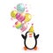 Happy Birthday card background with cute penguin.