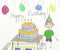 Happy birthday card- children drawing