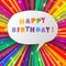 Happy birthday card on colorful rays background