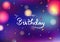 Happy birthday card concept, celebration party blue blurry colorful abstract background decoration paper confetti falling,