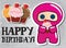 Happy birthday card with cute cartoon ninja