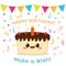 Happy birthday card with cute chocolate cake