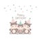 Happy birthday card with cute hippopotamus cartoon.