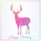 Happy birthday card with deer gradient