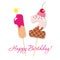 Happy Birthday card. Festive sweet numbers 12. Coctail straws. Funny decorative characters. Vector